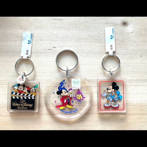 Vintage Mickey Mouse key chains lot 3 10th anniversary space Mickey Disney new - Picture 2 of 5